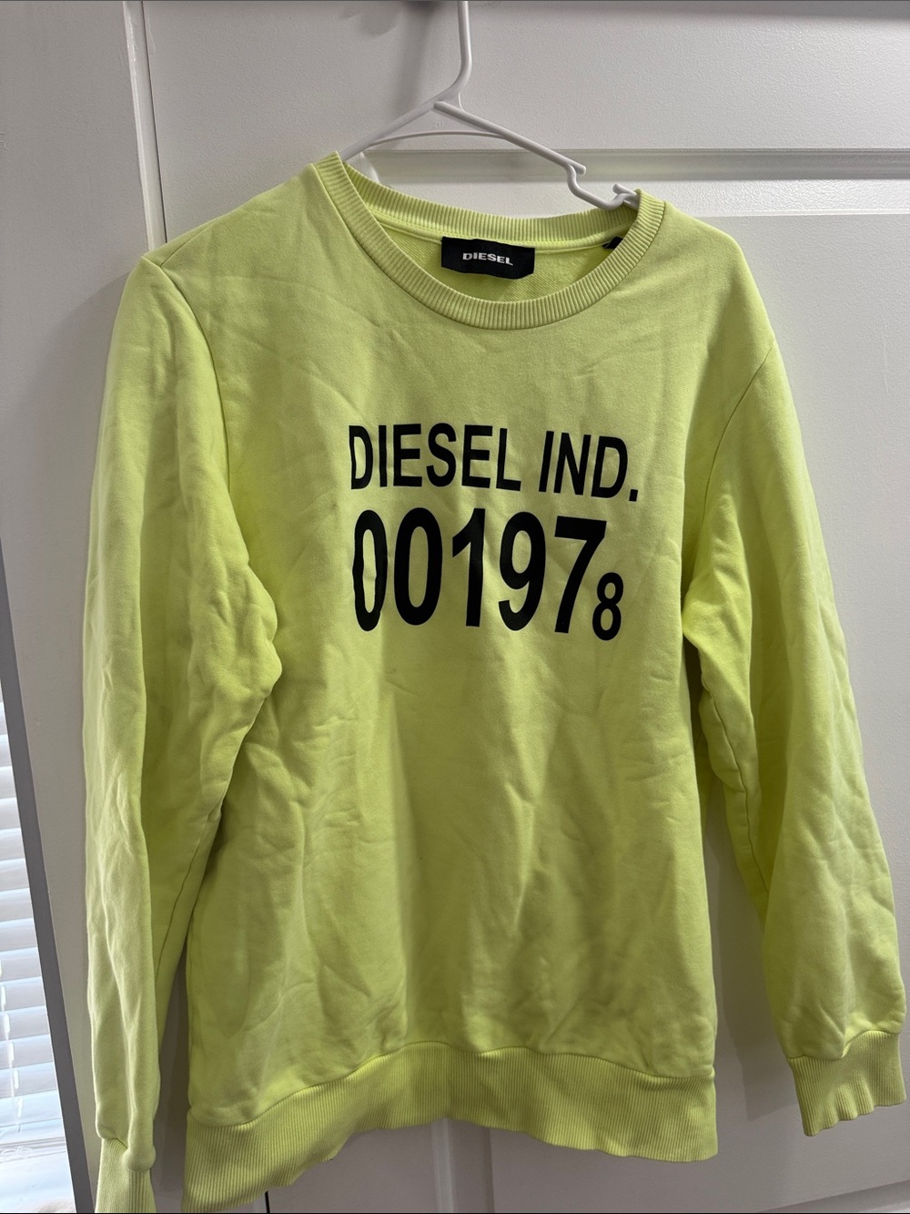 Diesel Neon Yellow Logo Crewneck Sweatshirt